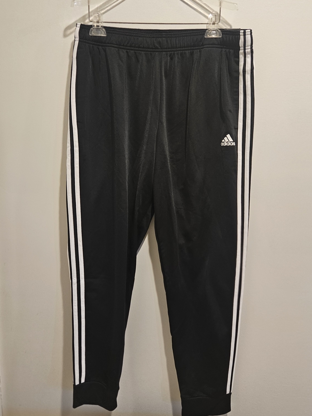 Adidas Mens Black Track Pants with White Stripes XL